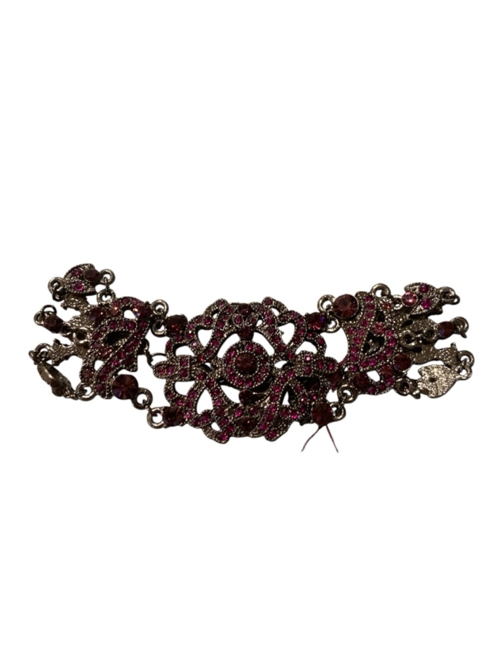 1928 Red Rhinestone Filigree Bracelet Vintage Style Statement Gothic Boho - Picture 4 of 8